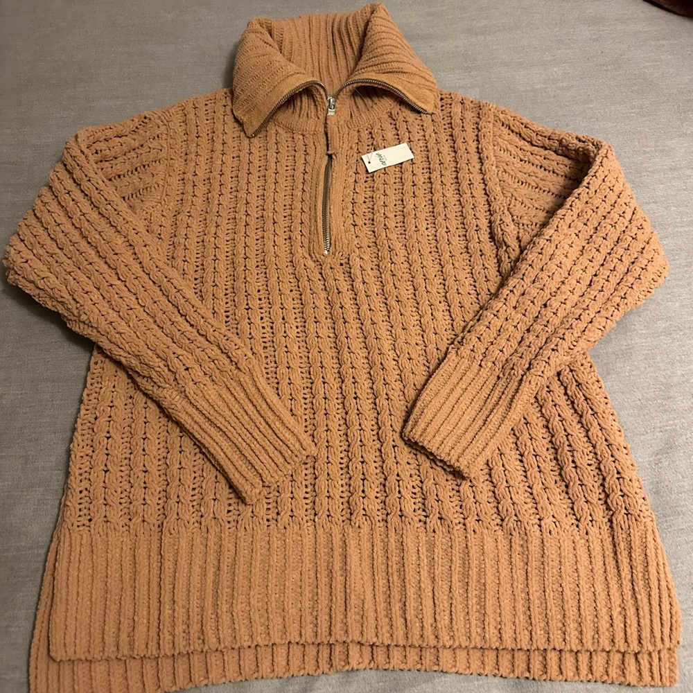 Aerie Camel Cowl Neck Sweater